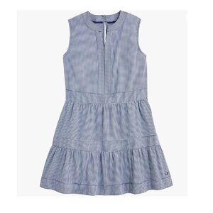 Vineyard Vines Blue and White Tiered Ruffled Sundress